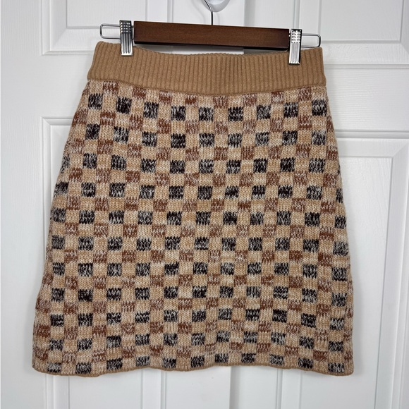 Rebecca Taylor Honey Checkerboard Mini Skirt Wool Blend Size Small NWT $298‎ - Picture 1 of 8